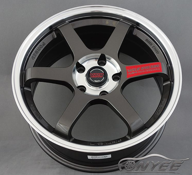 картинка Новые диски Rays TE37 R18 5X100 ET35 J9 серые глянцевые + хром полка + хром серединка магазин  StreetTuning 